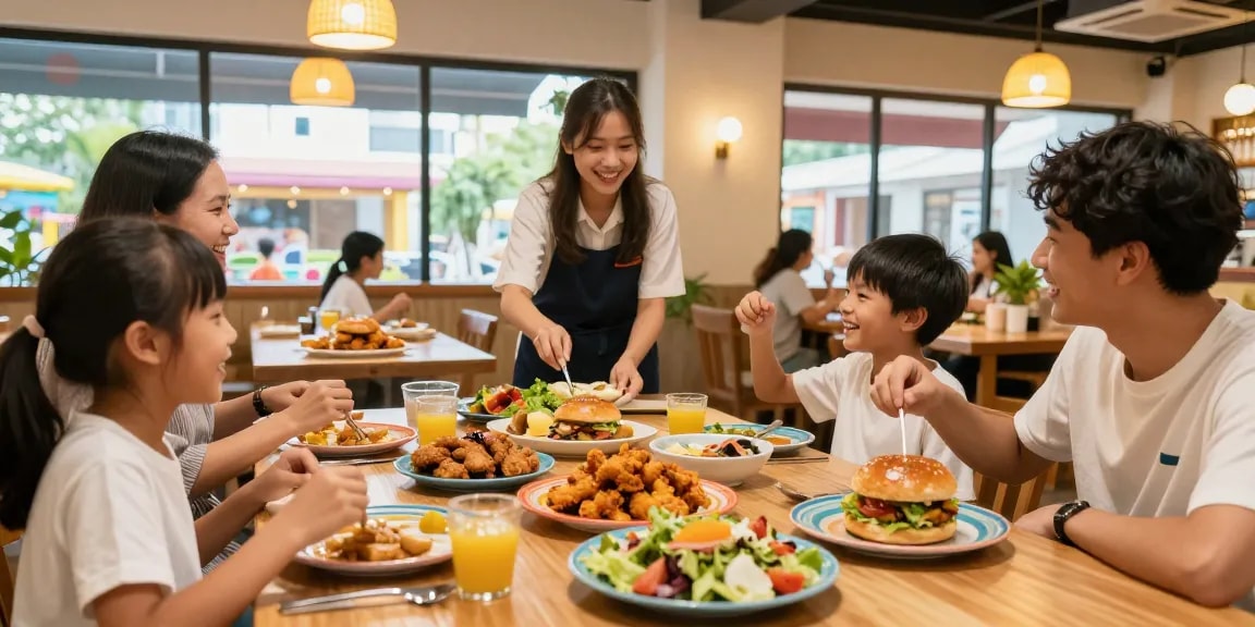 Families savoring delicious meals at rokok88 restaurant, creating joyful memories.