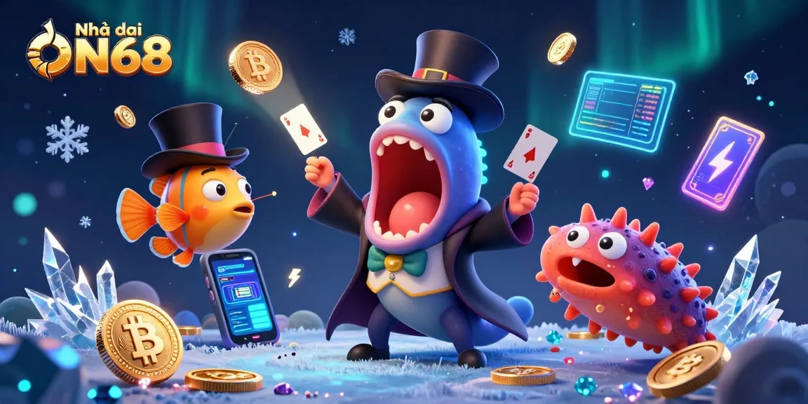 Engage with Nhà cái ON68's exciting offerings through a magical 3D underwater casino scene.