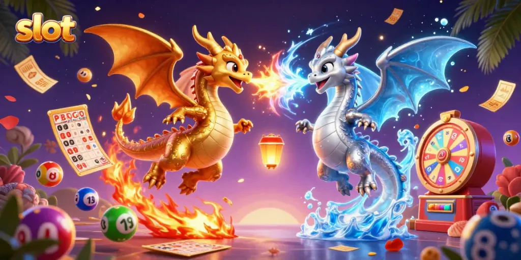 Engaging slot gaming experience featuring twin dragons and vibrant casino elements.