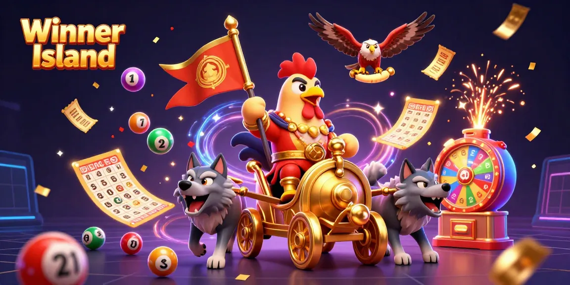 Experience the thrill of Winner Island with vibrant gambling elements, lively characters, and dynamic casino action.