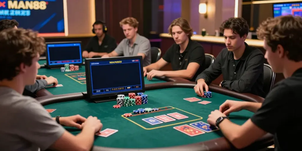 Diverse players engaging in exciting live casino games at MAN88.
