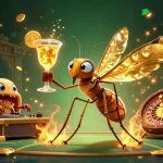 Experience the excitement of SKY88 Casino with stunning 3D visuals featuring a unique frozen-in-amber mosquito mascot.