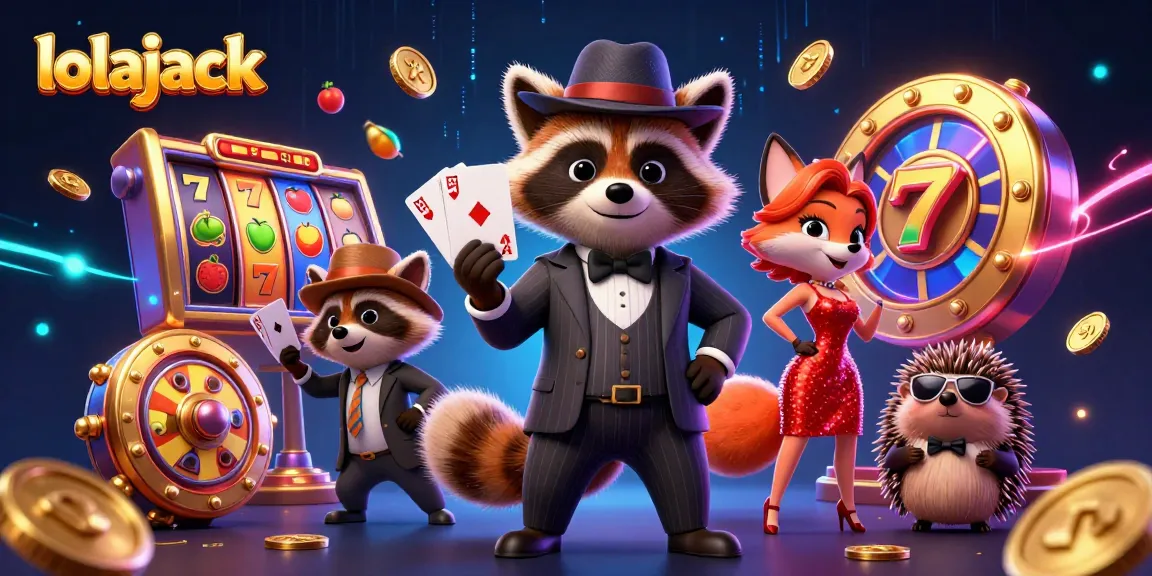 Experience the thrill of gambling at lolajack with a stylish casino scene featuring fun characters.