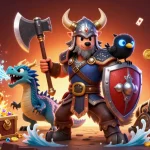 Experience Sunwin's thrilling gaming adventure with Viking warriors, treasure chests, and dragon elements.