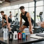 Prime Pharma Steroids in een fitnessgym omgeving met sporters die intensief trainen met supplementen in beeld.